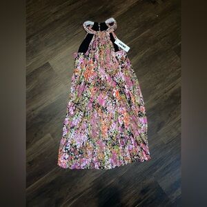 DKNY women’s Pink Floral Pleated Halter Dress new with tags size 10p